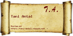 Tani Antal névjegykártya